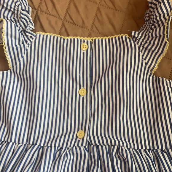 NWT PENELOPE MACK Girls Size 6 Blue & White Striped Dress With Yellow Trim - Picture 9 of 11
